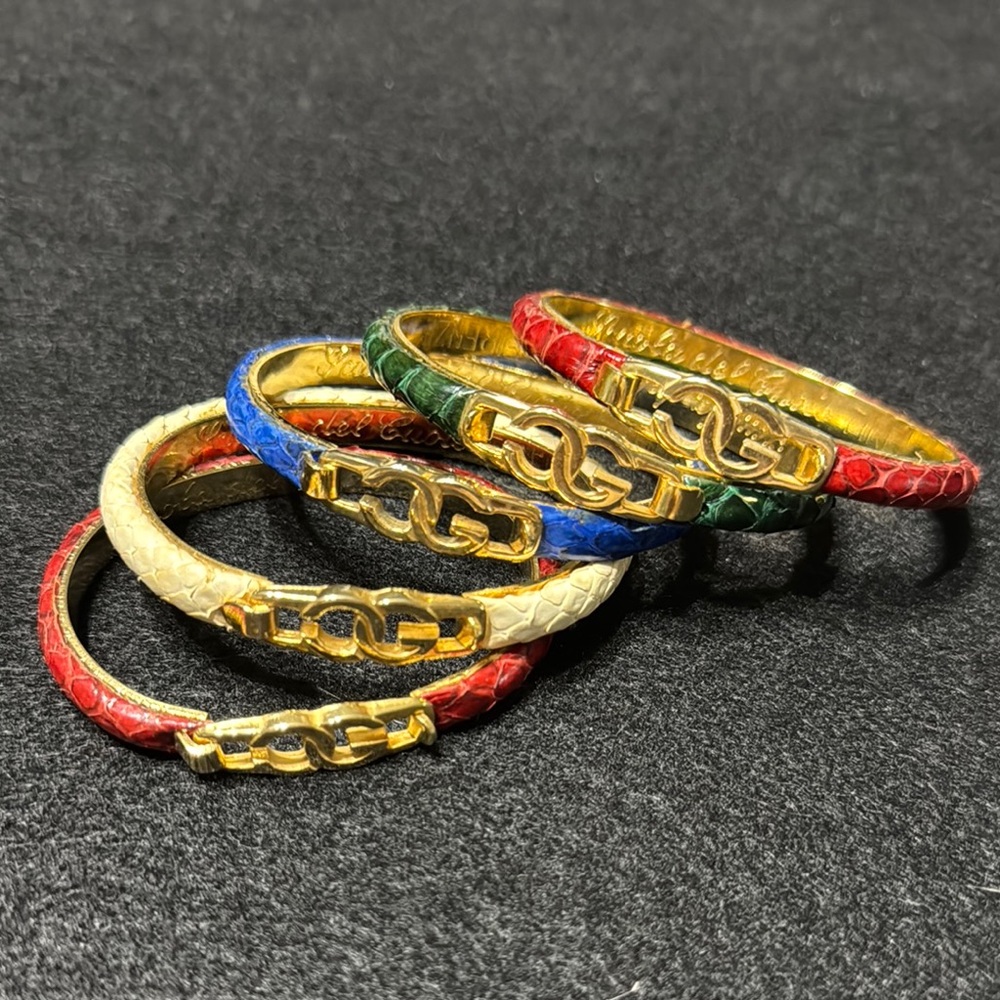 Elegant Gold and Multicolor Python Bangle Set made in Florence, Italy